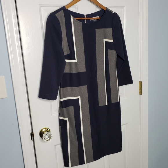 Danny & Nicole 3/4 Sleeve Shift Geometric Colorblock Mod Office Business Petite - Picture 11 of 15